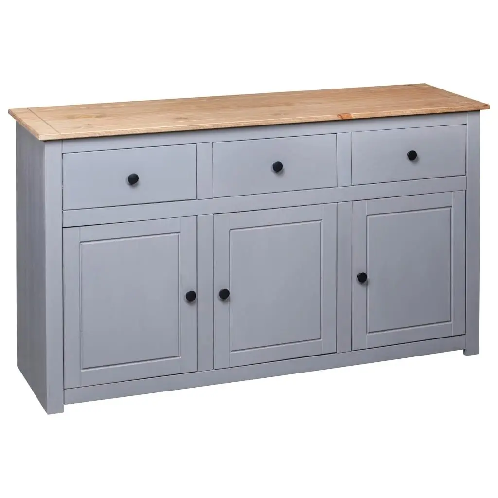 Sideboard Grey 135x40x80 cm Solid Pinewood Panama Range 282704