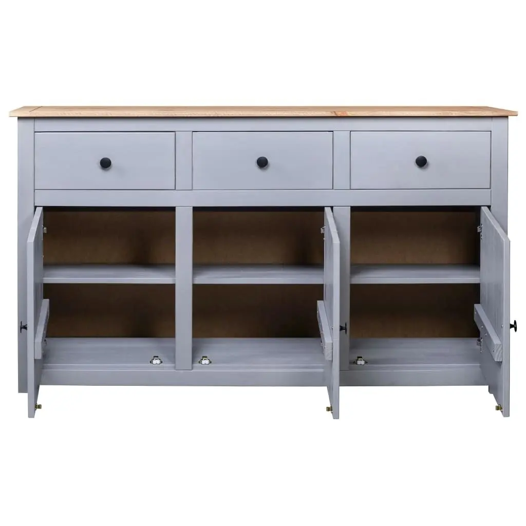 Sideboard Grey 135x40x80 cm Solid Pinewood Panama Range 282704