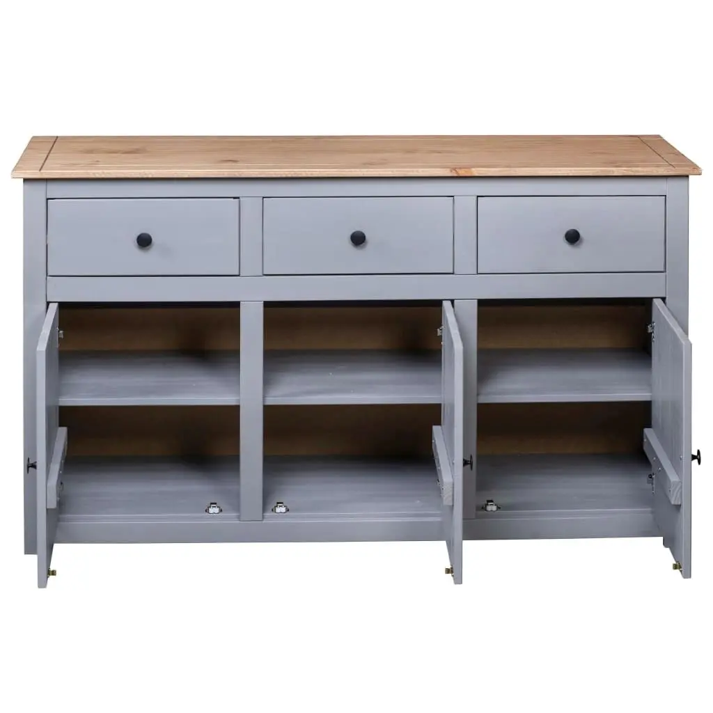 Sideboard Grey 135x40x80 cm Solid Pinewood Panama Range 282704