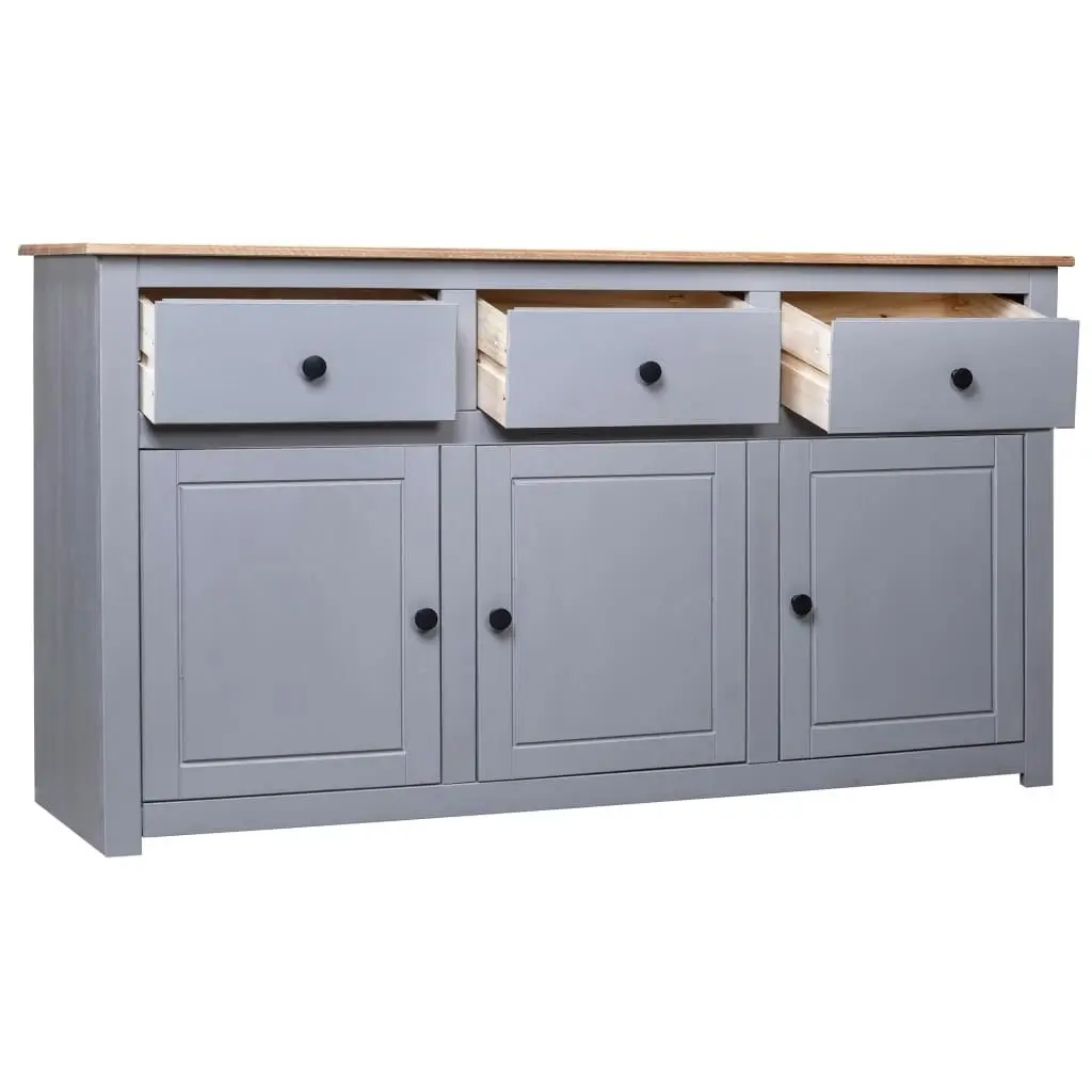 Sideboard Grey 135x40x80 cm Solid Pinewood Panama Range 282704