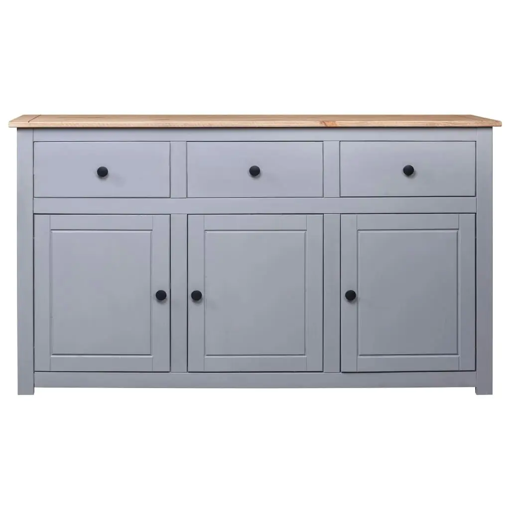 Sideboard Grey 135x40x80 cm Solid Pinewood Panama Range 282704