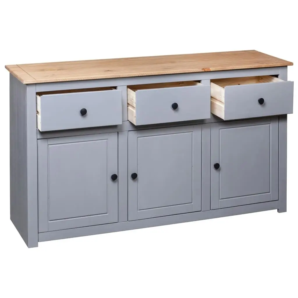 Sideboard Grey 135x40x80 cm Solid Pinewood Panama Range 282704