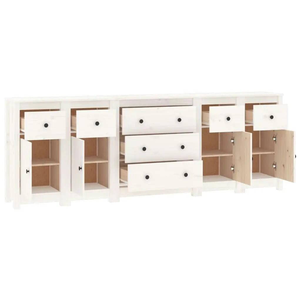 Sideboard White 230x35x80 cm Solid Wood Pine 3114095