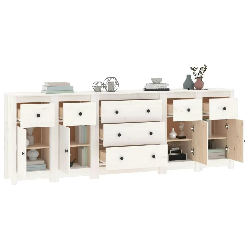 Sideboard White 230x35x80 cm Solid Wood Pine 3114095