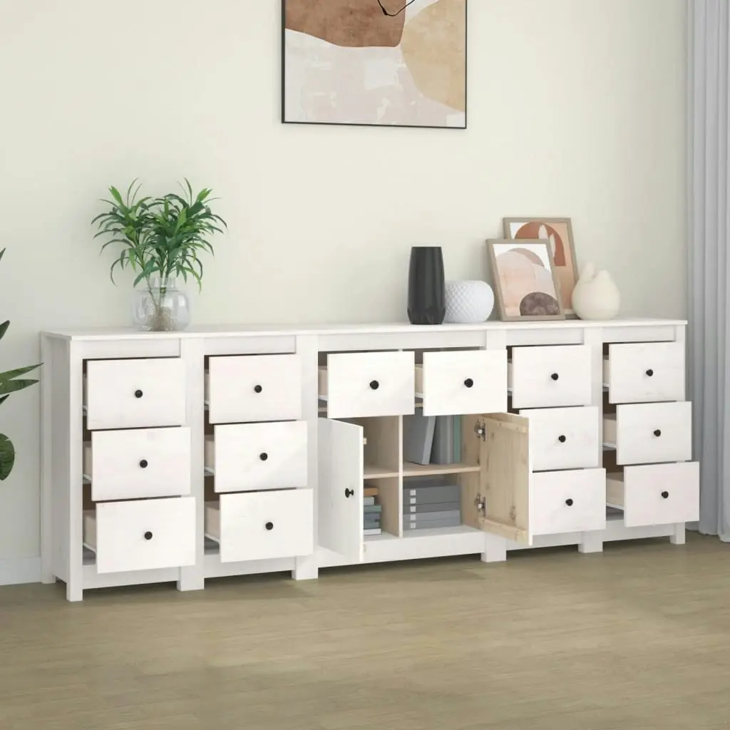 Sideboard White 230x35x80 cm Solid Wood Pine 3114090