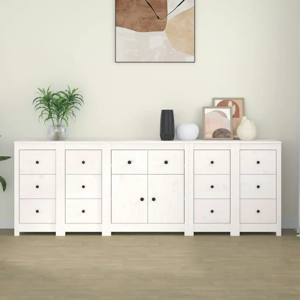 Sideboard White 230x35x80 cm Solid Wood Pine 3114090