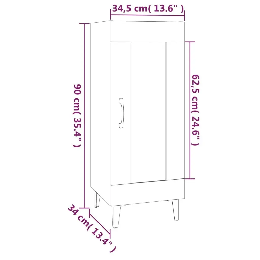 Sideboard White 34.5x34x90 cm Engineered Wood 812402