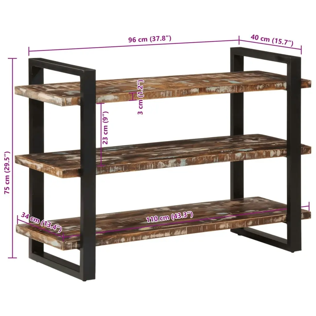 Sideboard 110x40x75 cm Solid Wood Reclaimed and Iron 374965