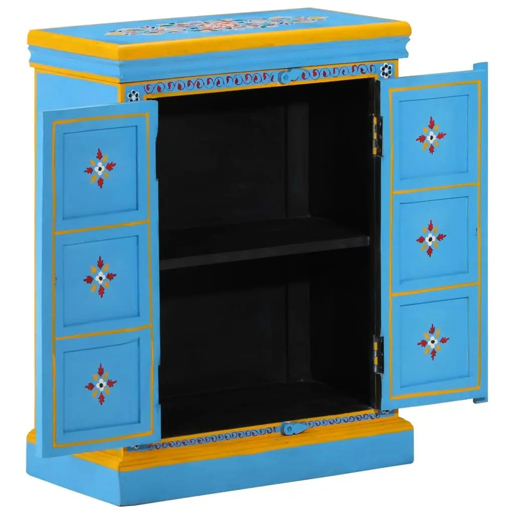 Sideboard Solid Mango Wood Turquoise Hand Painted 244838