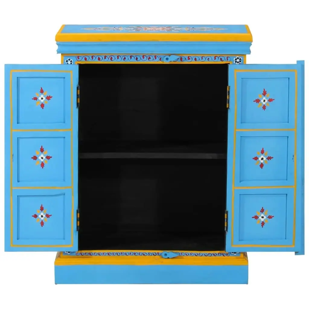 Sideboard Solid Mango Wood Turquoise Hand Painted 244838