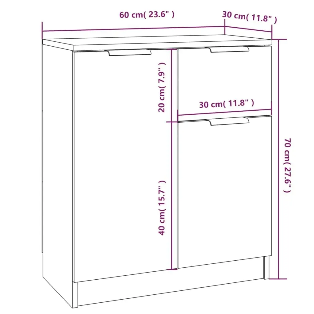 Sideboard White 60x30x70 cm Engineered Wood 811106