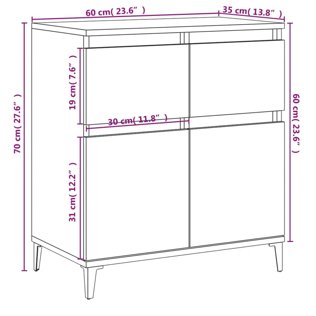 Sideboard White 60x35x70 cm Engineered Wood 819684