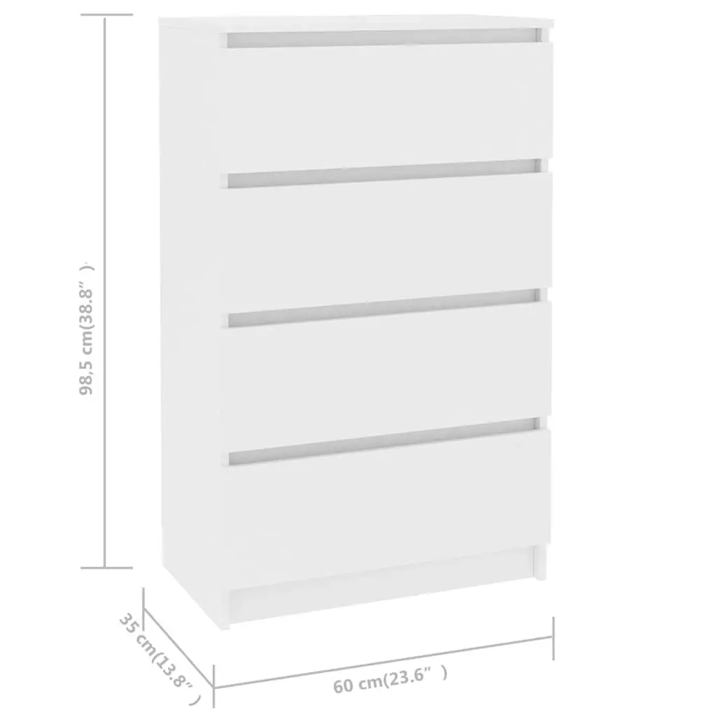 Sideboard White 60x35x98.5 cm Engineered Wood 800531