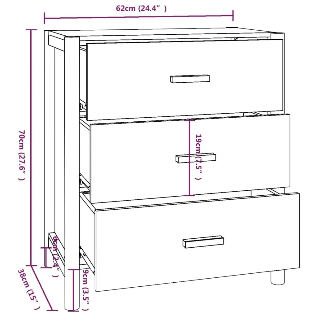 Sideboard White 62x38x70 cm Engineered Wood 345672