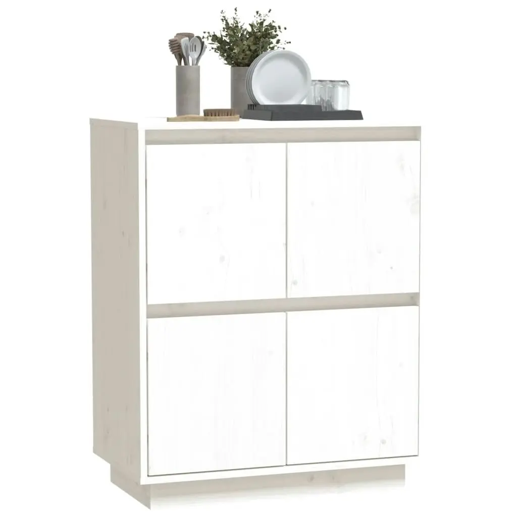 Sideboard White 60x34x75 cm Solid Wood Pine 813376