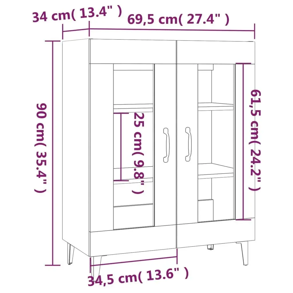 Sideboard White 69.5x34x90 cm Engineered Wood 812123