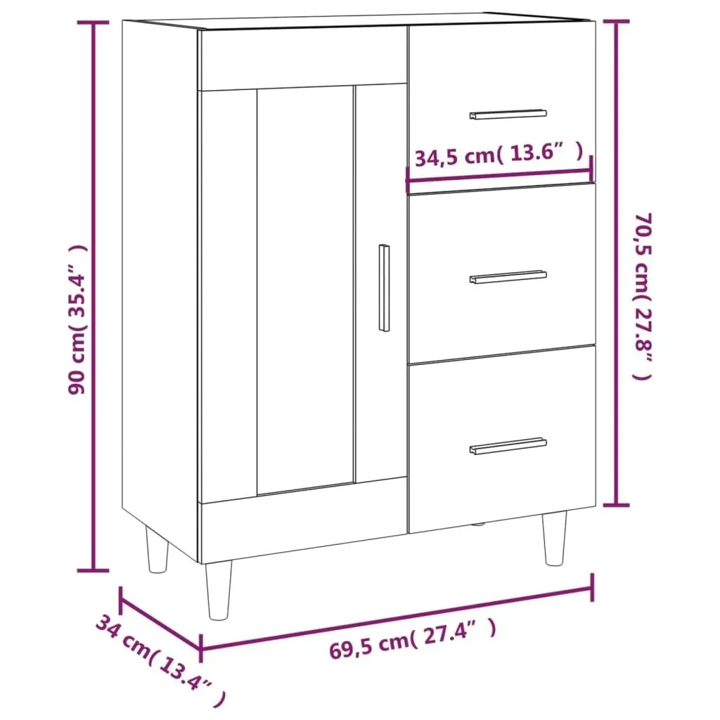 Sideboard White 69.5x34x90 cm Engineered Wood 812204