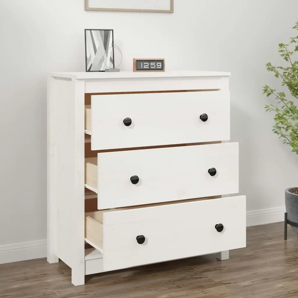 Sideboard White 70x35x80 cm Solid Wood Pine 813735