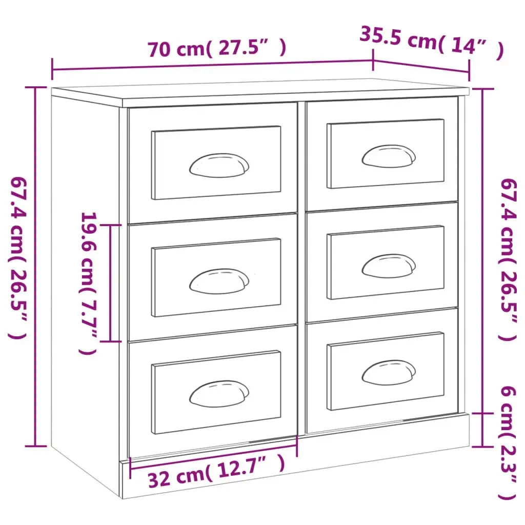 Sideboard White 70x35.5x67.5 cm Engineered Wood 816432