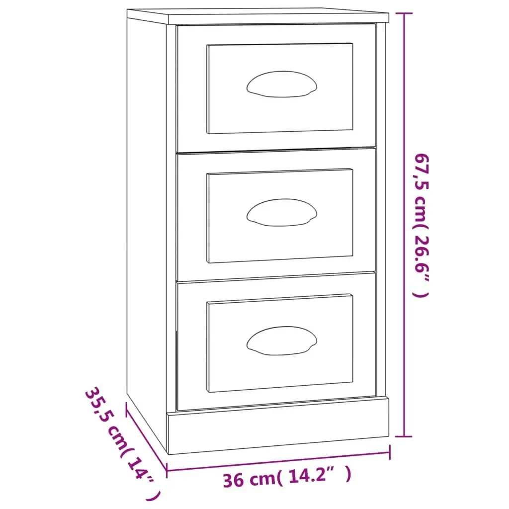 Sideboard High Gloss White 36x35.5x67.5 cm Engineered Wood 816218