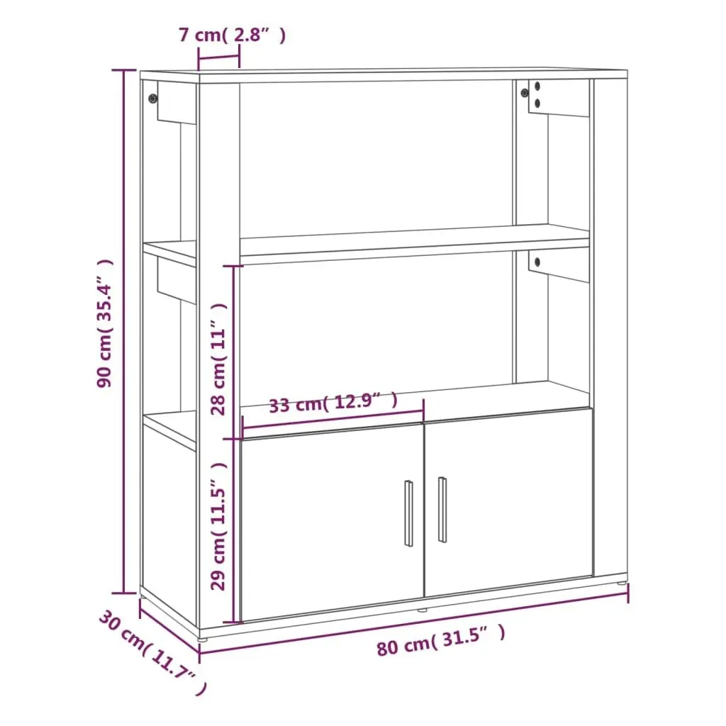 Sideboard White 80x30x90 cm Engineered Wood 819460