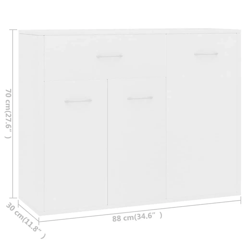 Sideboard White 88x30x70 cm Engineered Wood 800675