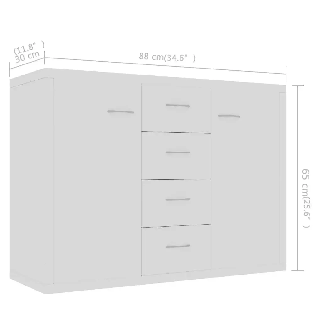 Sideboard White 88x30x65 cm Engineered Wood 800684