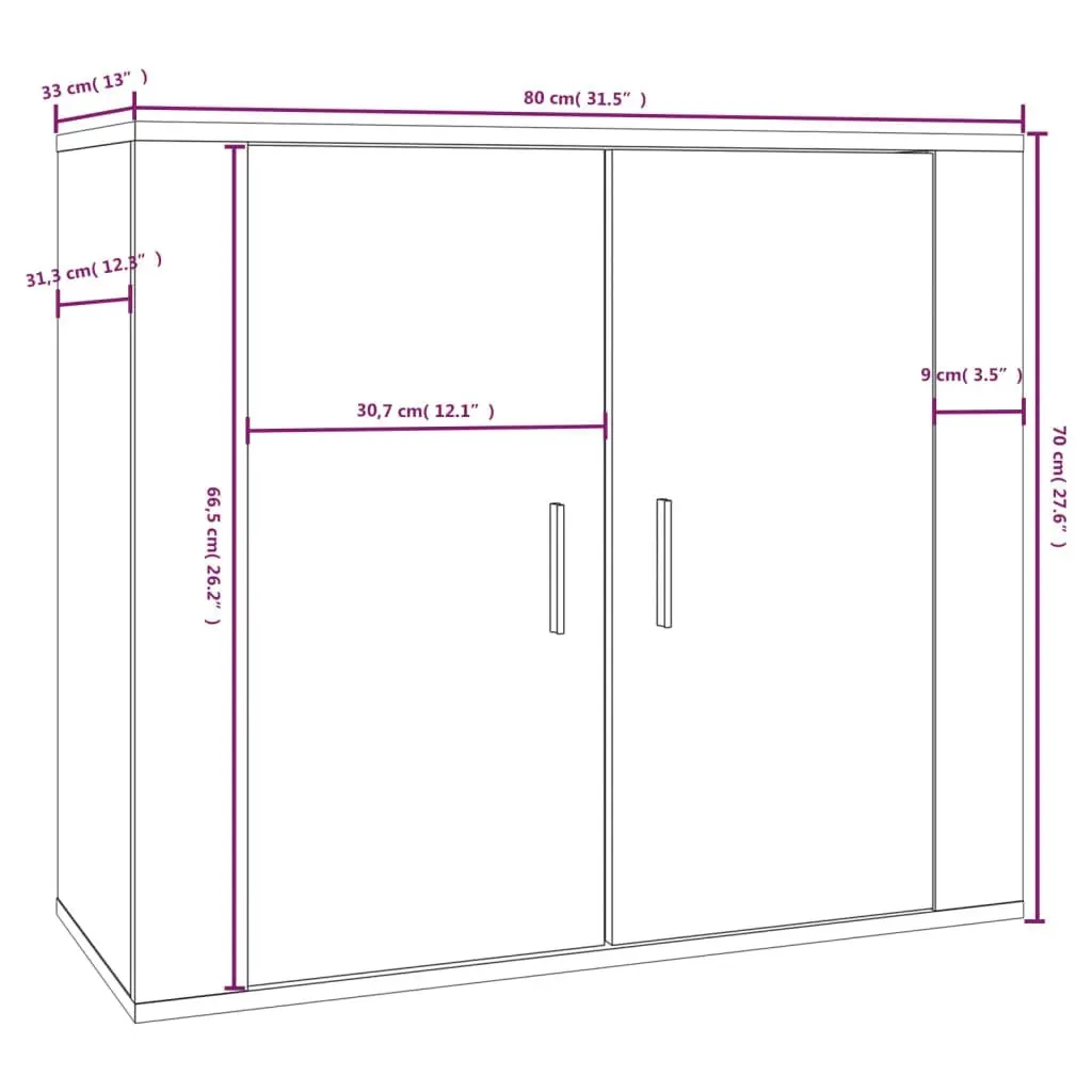 Sideboard White 80x33x70 cm Engineered Wood 816560