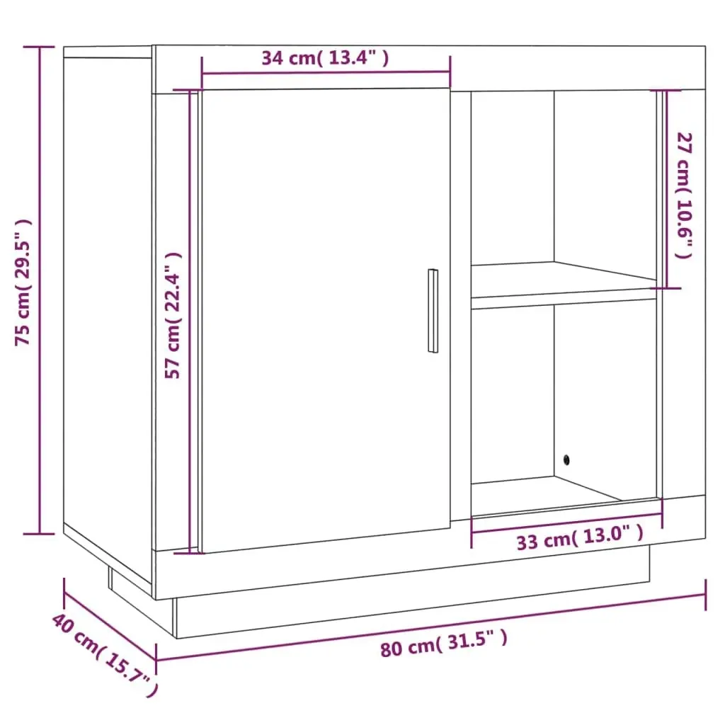 Sideboard White 80x40x75 cm 811826