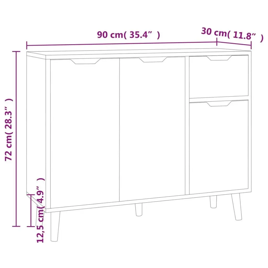 Sideboard White 90x30x72 cm Engineered Wood 326813