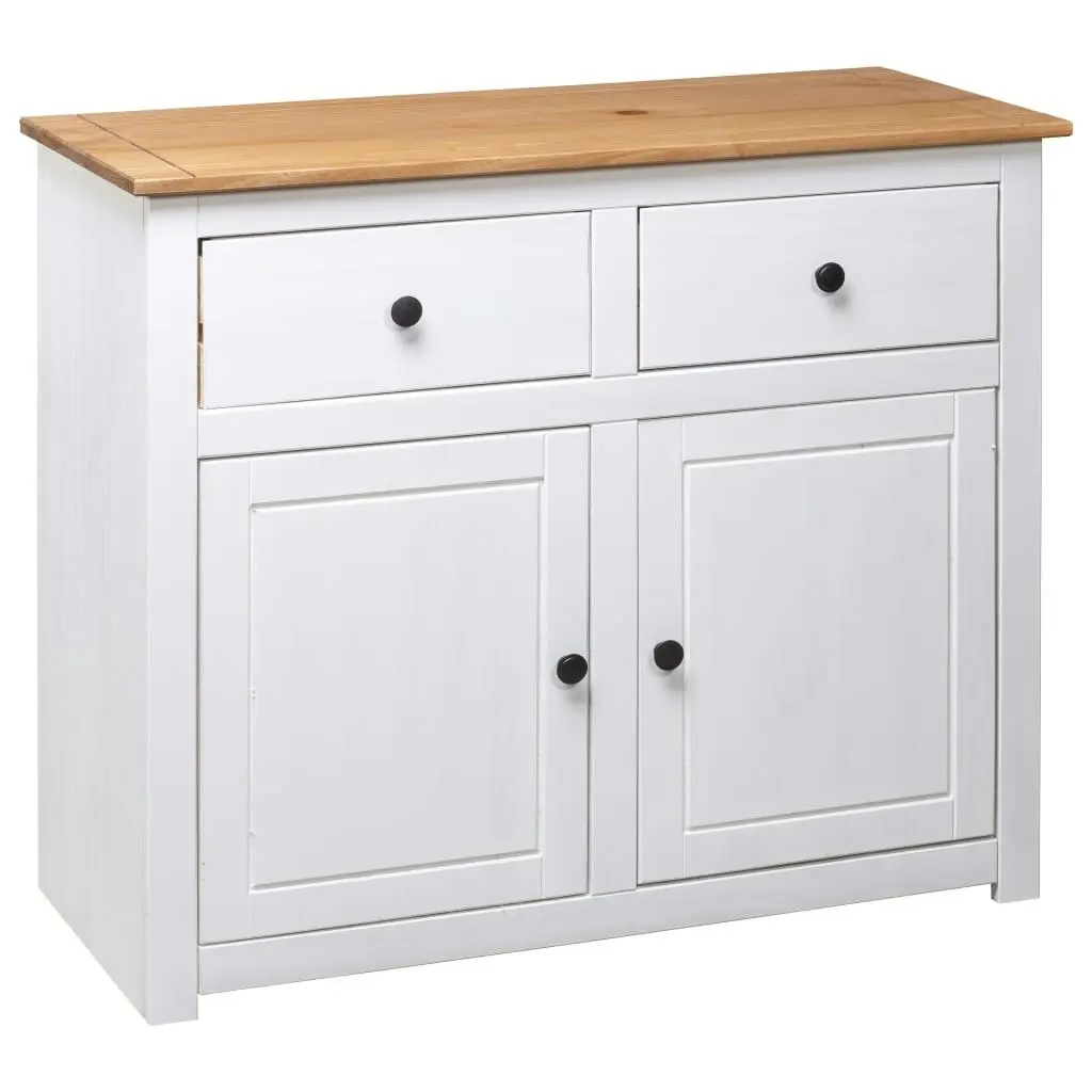 Sideboard White 93x40x80 cm Solid Pinewood Panama Range 282699