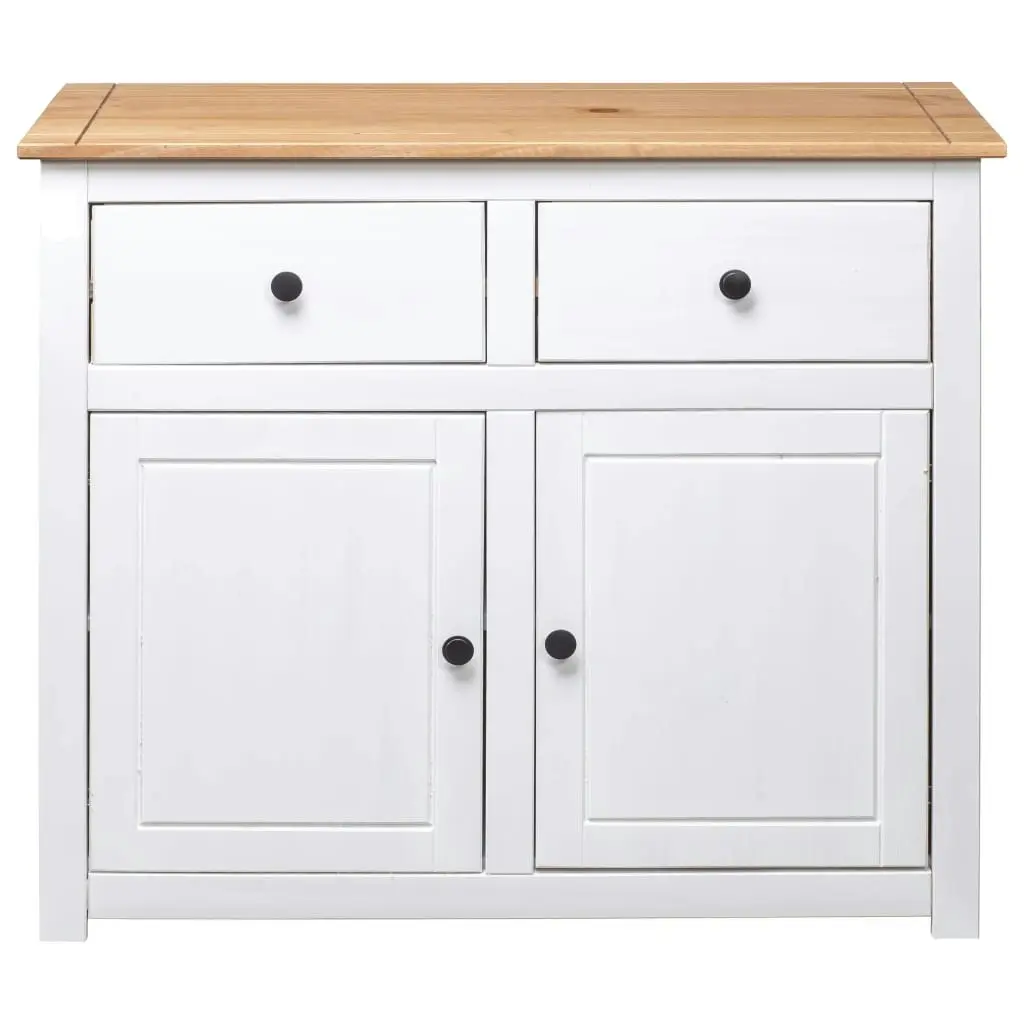 Sideboard White 93x40x80 cm Solid Pinewood Panama Range 282699