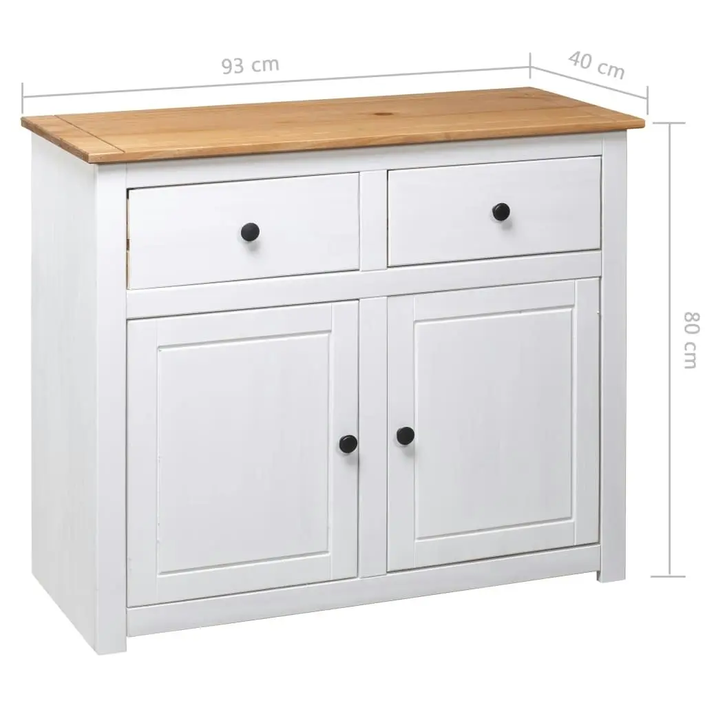 Sideboard White 93x40x80 cm Solid Pinewood Panama Range 282699