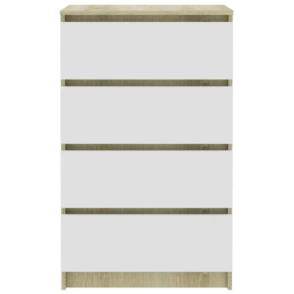 Sideboard White and Sonoma Oak 60x35x98.5 cm Engineered Wood 800536