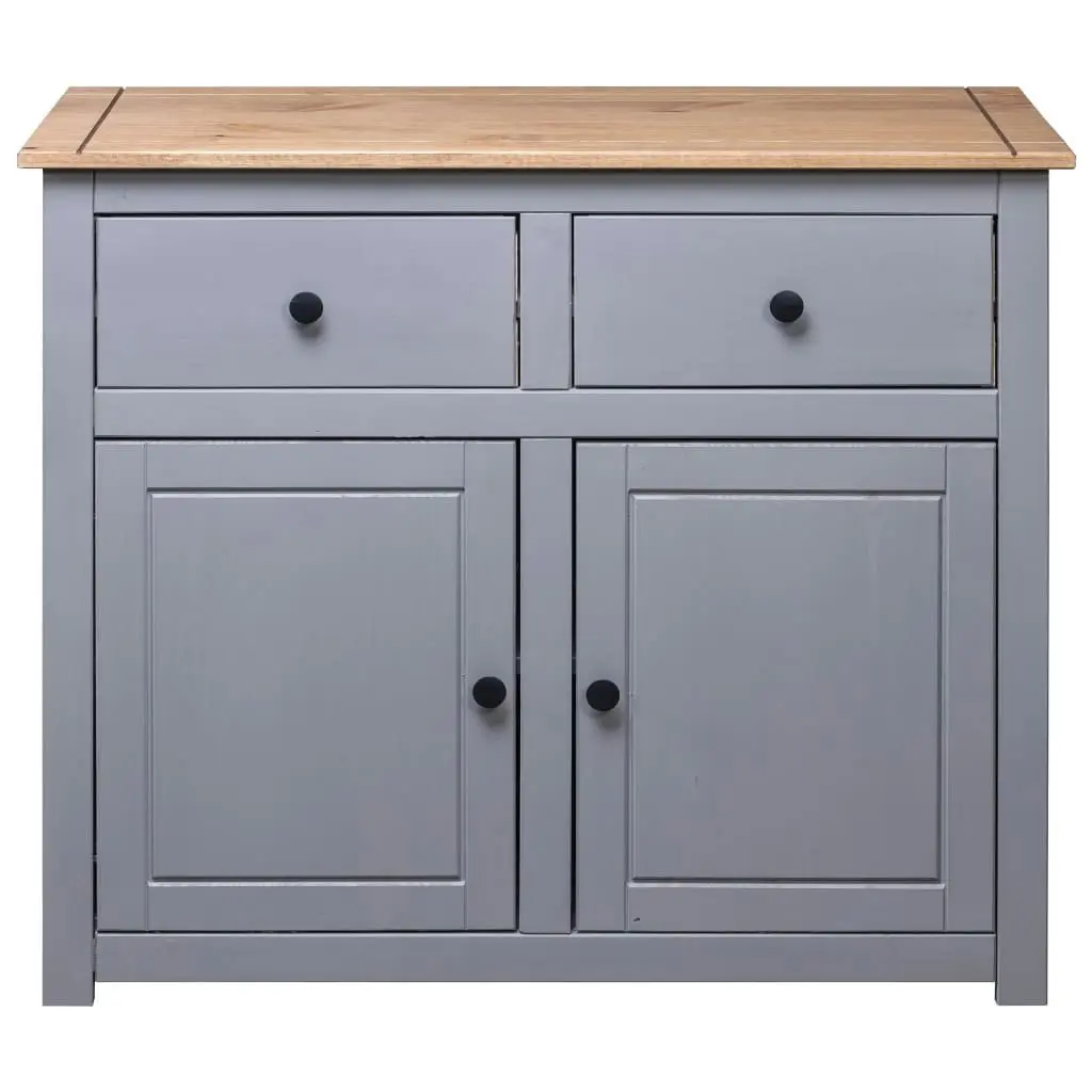 Sideboard Grey 93x40x80 cm Solid Pinewood Panama Range 282698