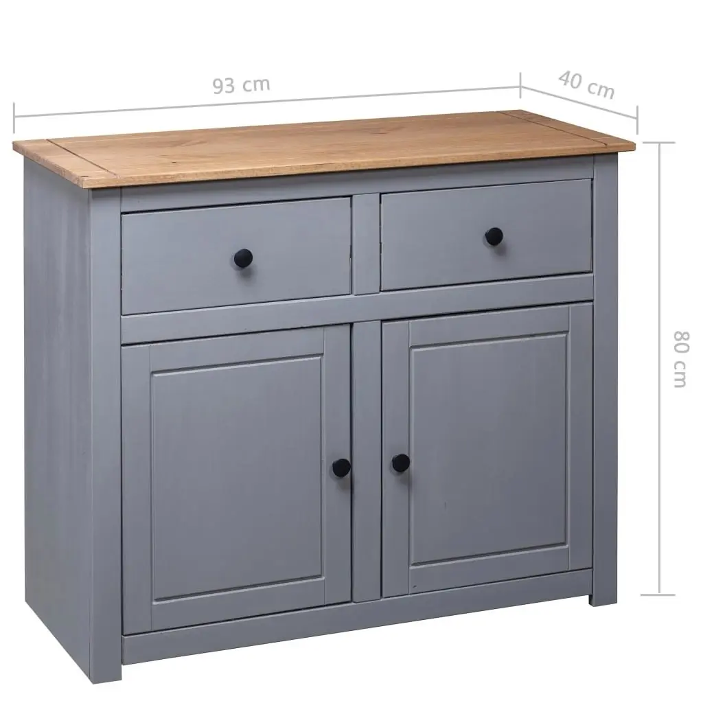 Sideboard Grey 93x40x80 cm Solid Pinewood Panama Range 282698