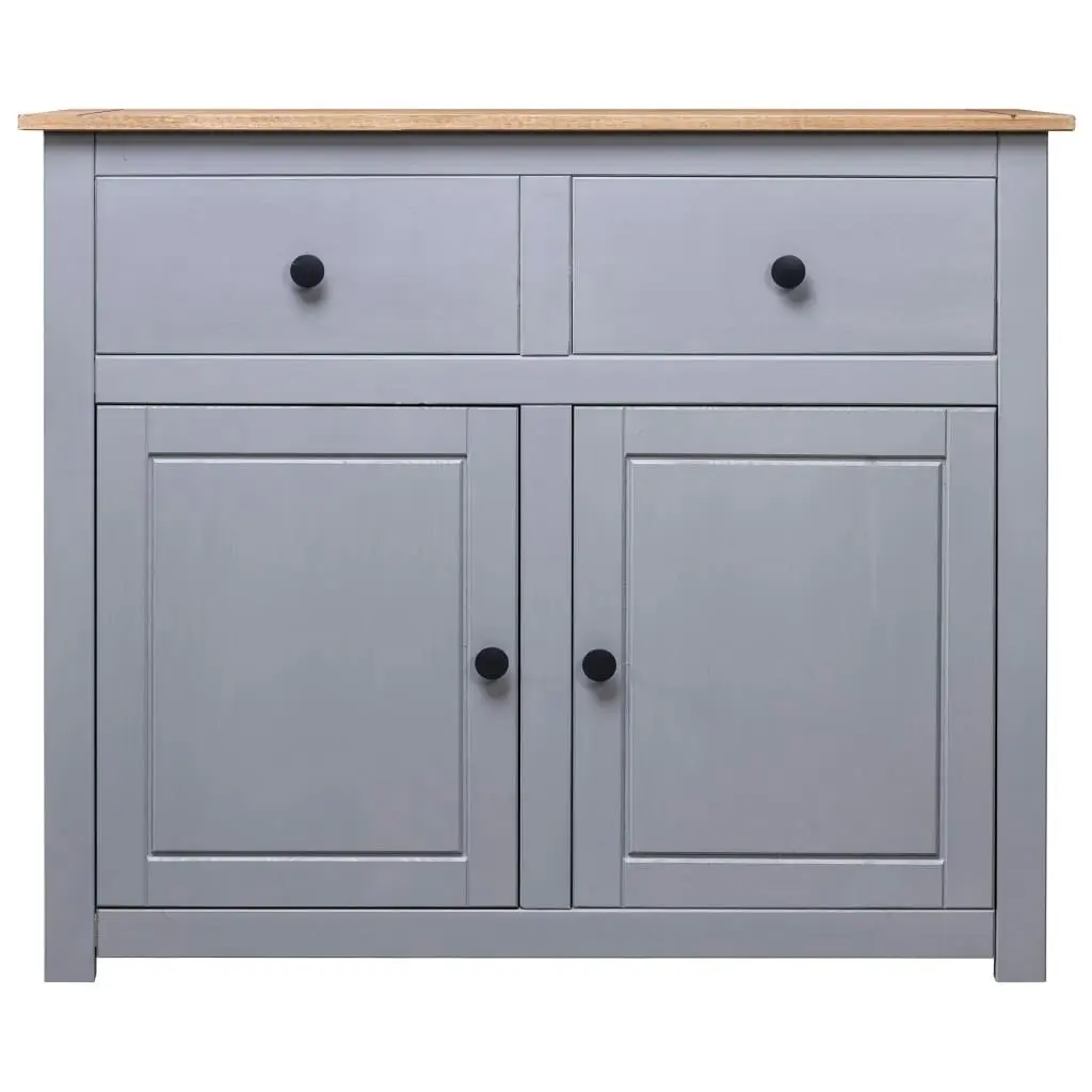 Sideboard Grey 93x40x80 cm Solid Pinewood Panama Range 282698