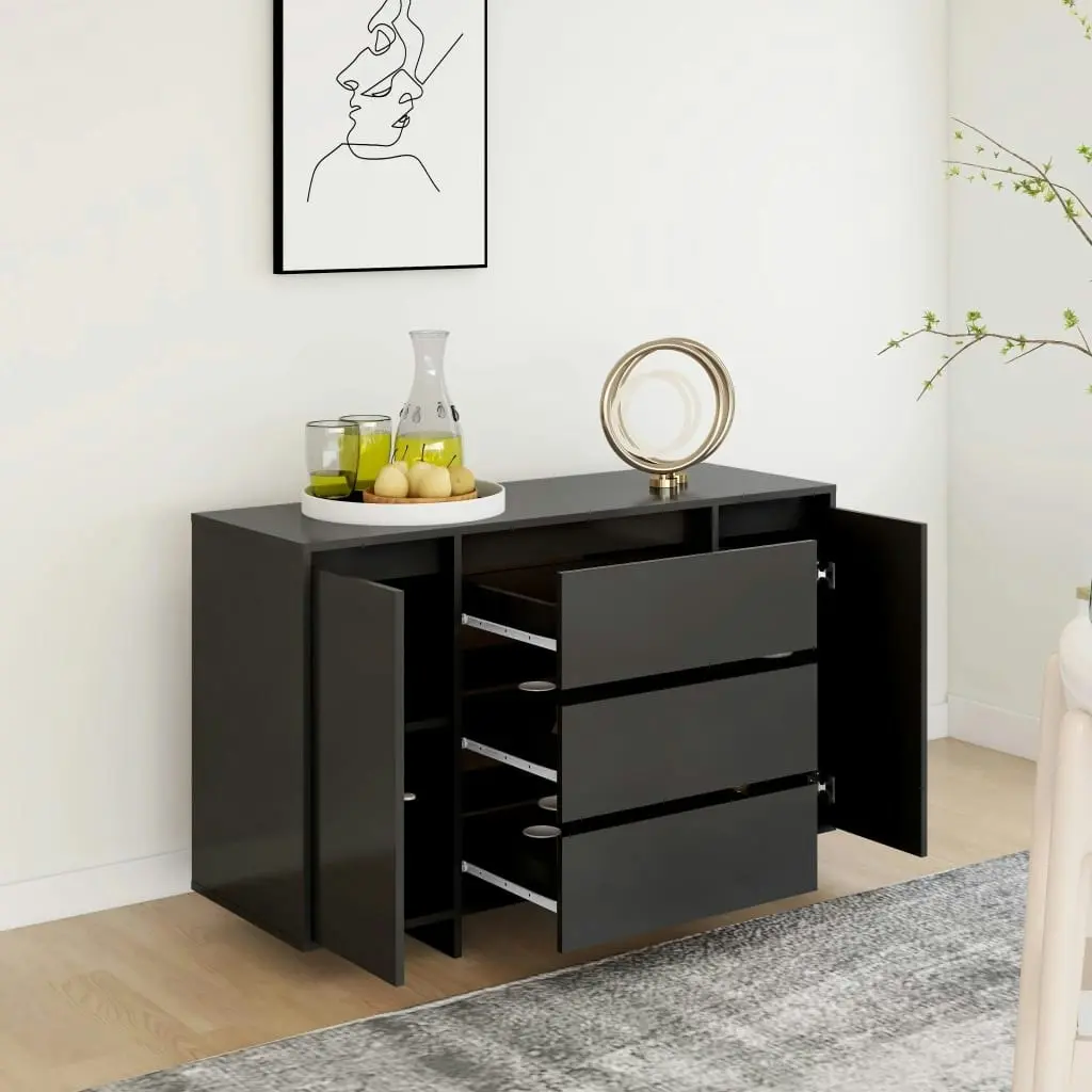 Sideboard with 3 Drawers Black 120x41x75 cm Engineered Wood 809612