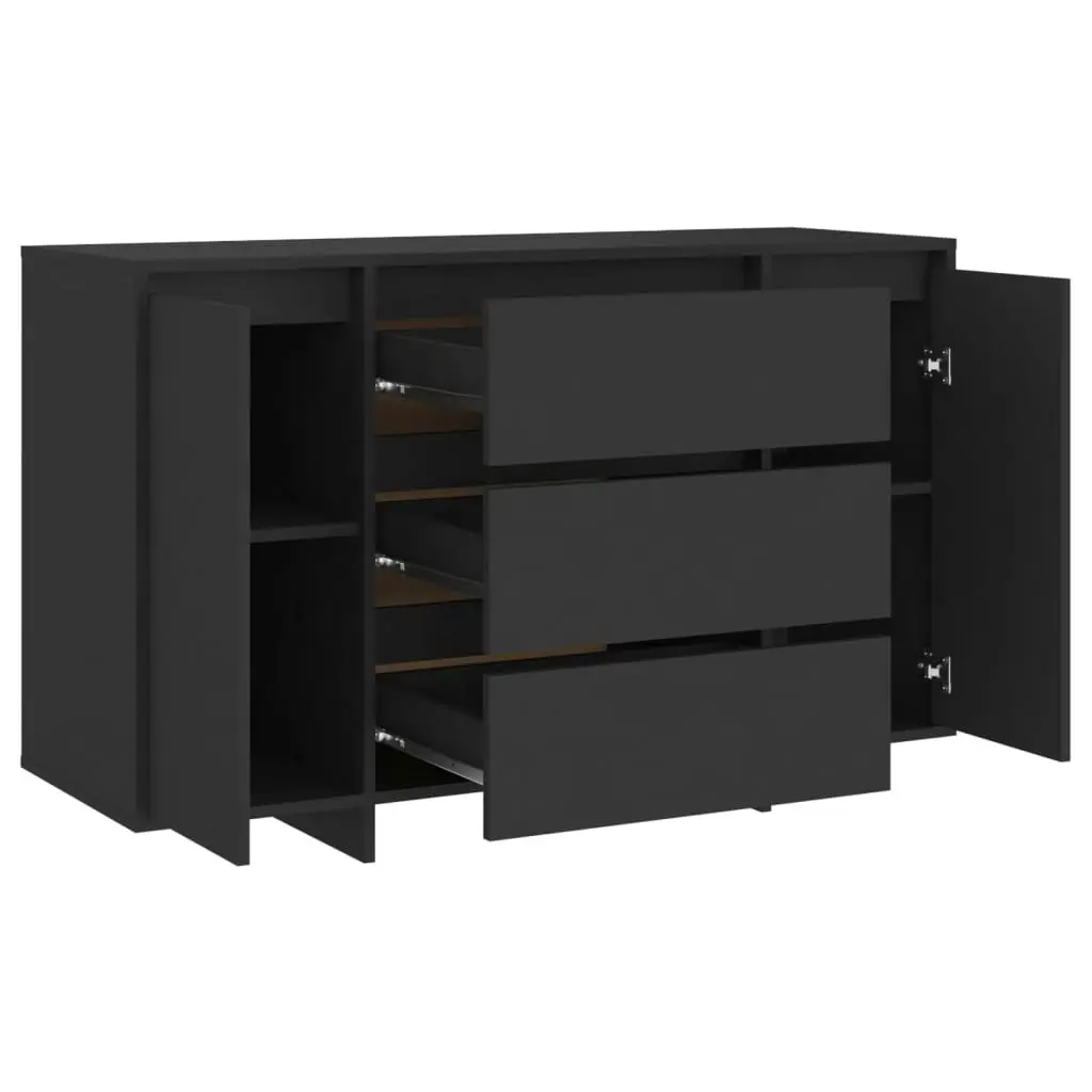 Sideboard with 3 Drawers Black 120x41x75 cm Engineered Wood 809612