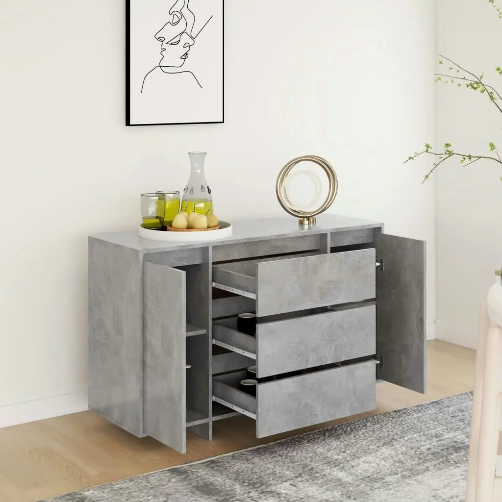 Sideboard with 3 Drawers Concrete Grey 120x41x75 cm Engineered Wood 809615