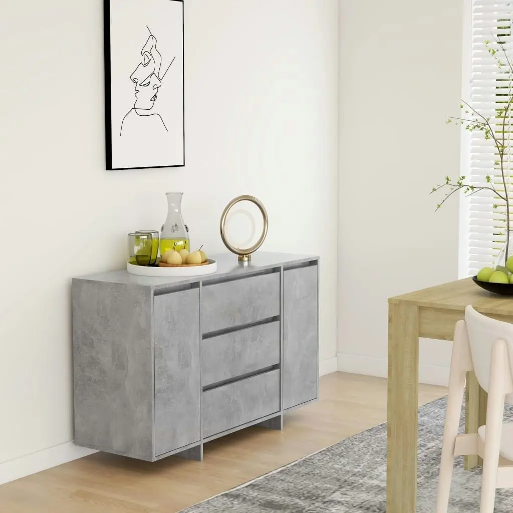 Sideboard with 3 Drawers Concrete Grey 120x41x75 cm Engineered Wood 809615