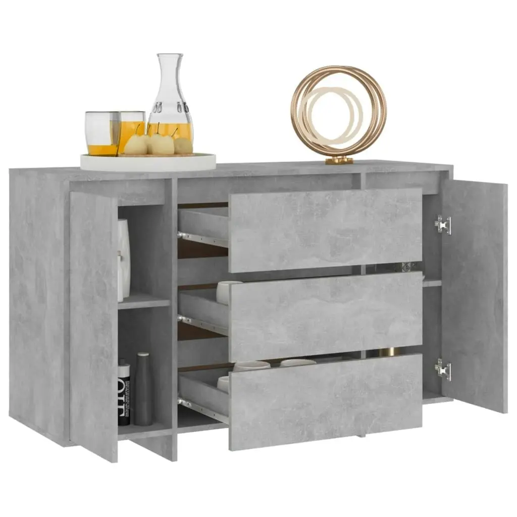 Sideboard with 3 Drawers Concrete Grey 120x41x75 cm Engineered Wood 809615