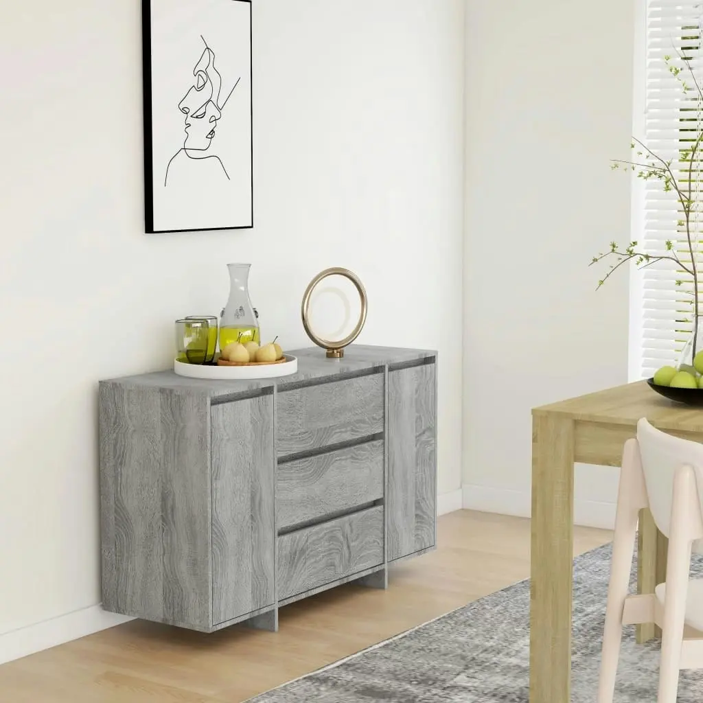 Sideboard with 3 Drawers Grey Sonoma 120x41x75 cm Engineered Wood 813063