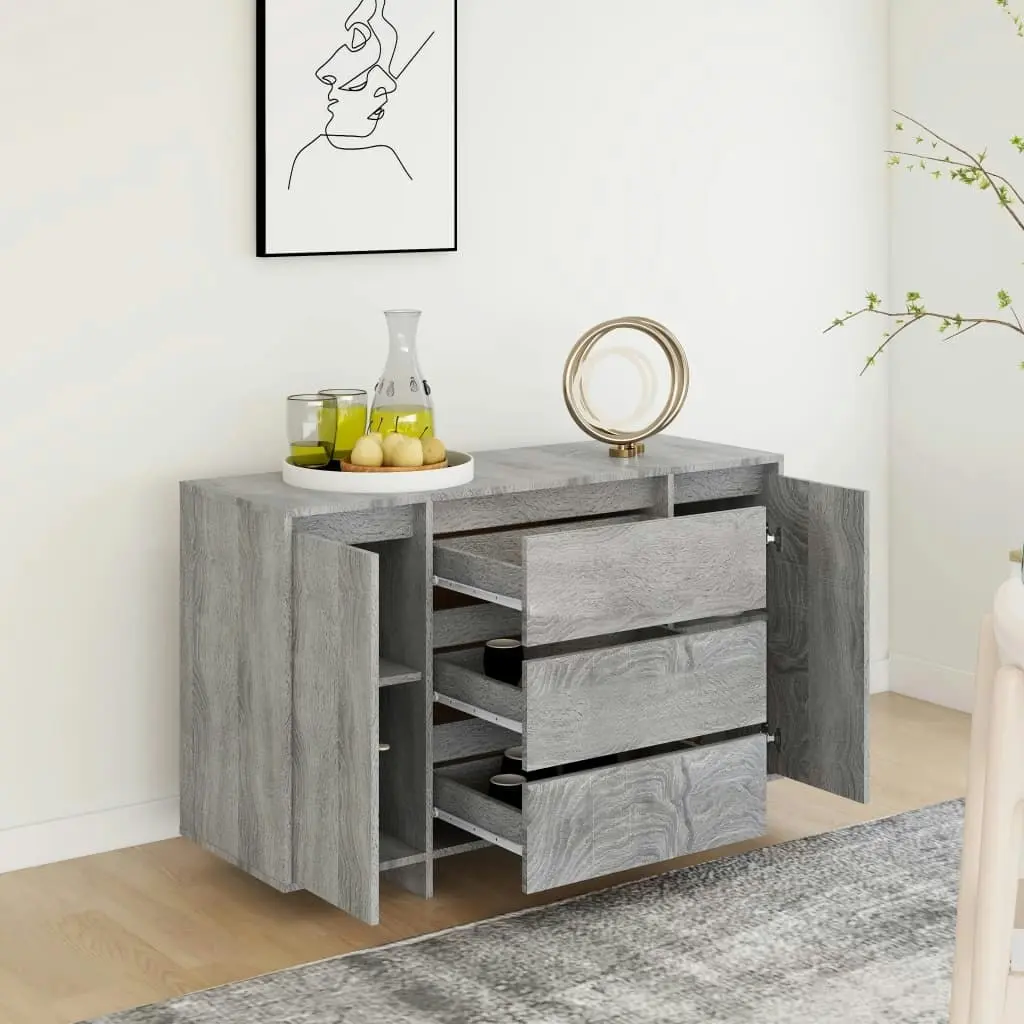 Sideboard with 3 Drawers Grey Sonoma 120x41x75 cm Engineered Wood 813063