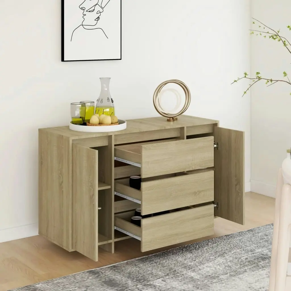 Sideboard with 3 Drawers Sonoma Oak 120x41x75 cm Engineered Wood 809614