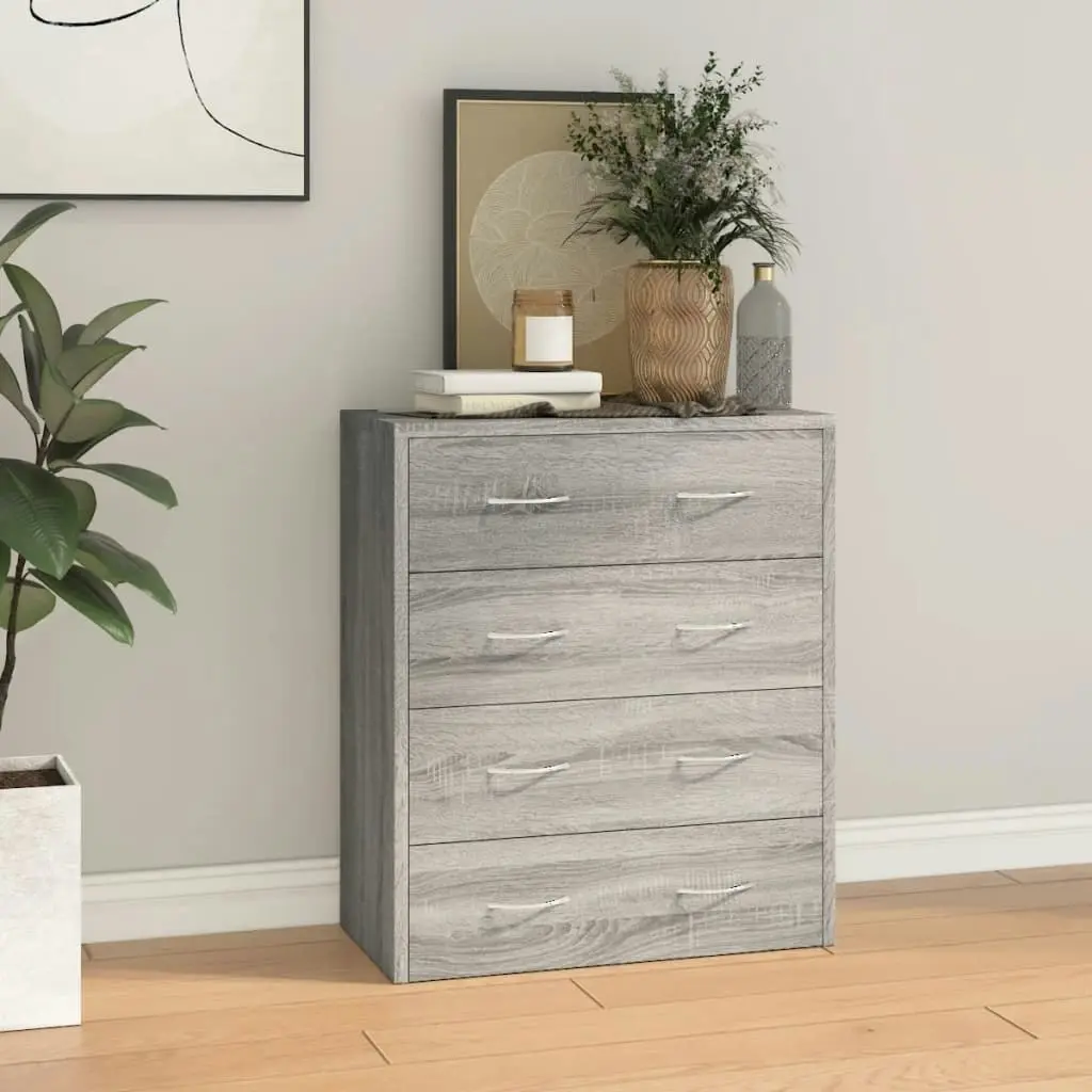 Sideboard with 4 Drawers 60x30.5x71 cm Grey Sonoma 342581