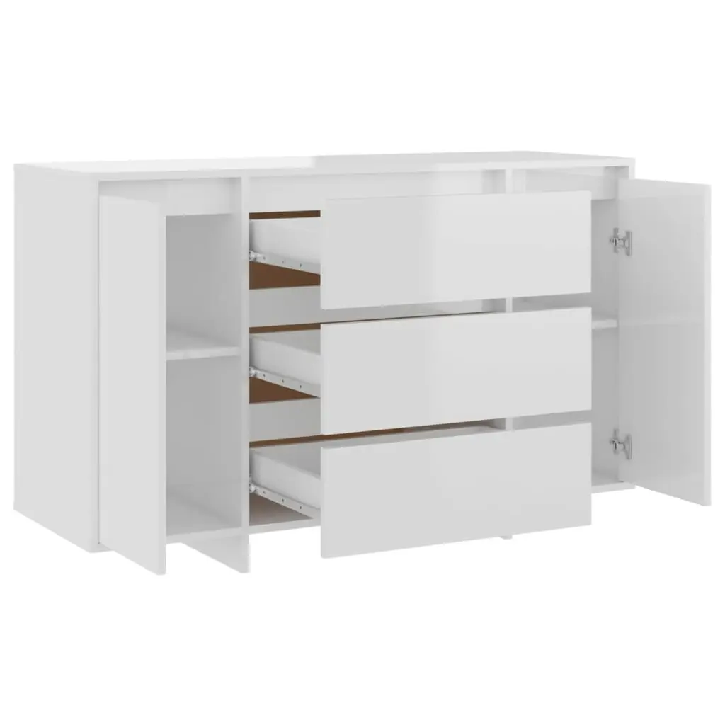 Sideboard with 3 Drawers High Gloss White 120x41x75 cm Engineered Wood 809617