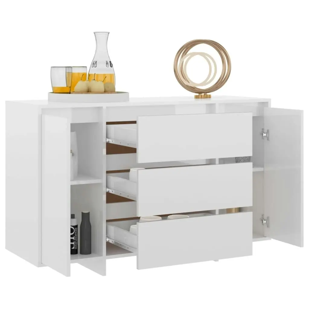 Sideboard with 3 Drawers High Gloss White 120x41x75 cm Engineered Wood 809617