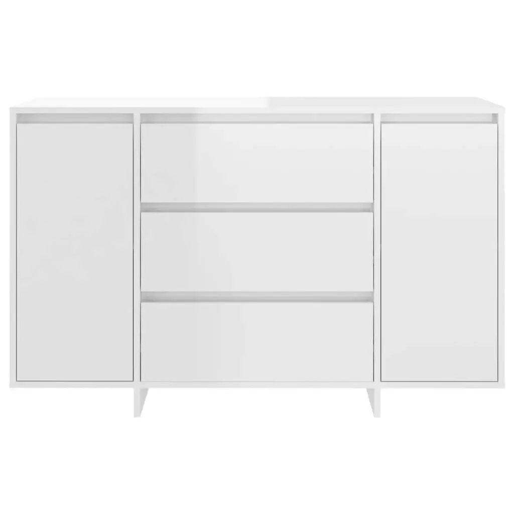 Sideboard with 3 Drawers High Gloss White 120x41x75 cm Engineered Wood 809617