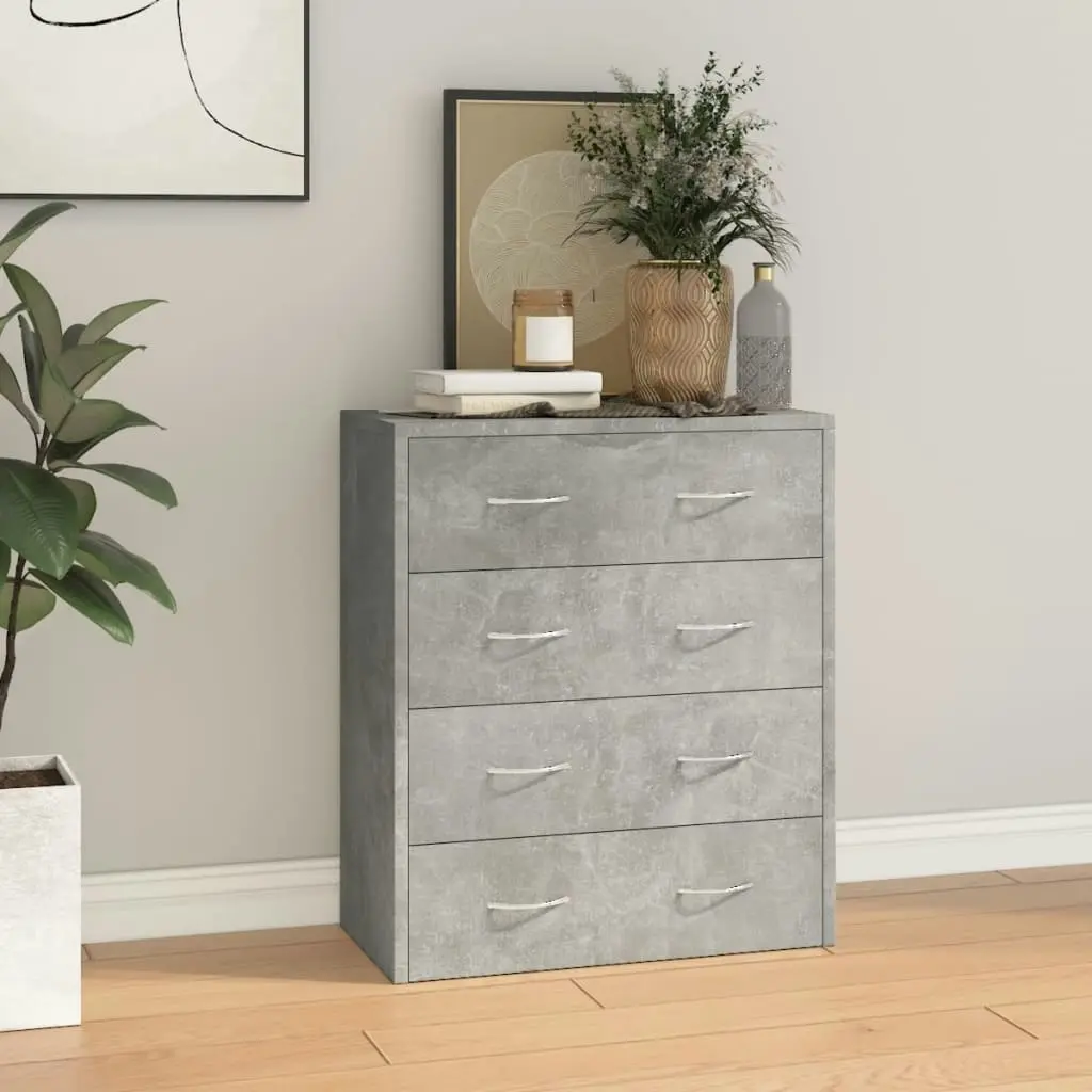 Sideboard with 4 Drawers 60x30.5x71 cm Concrete Grey 342578